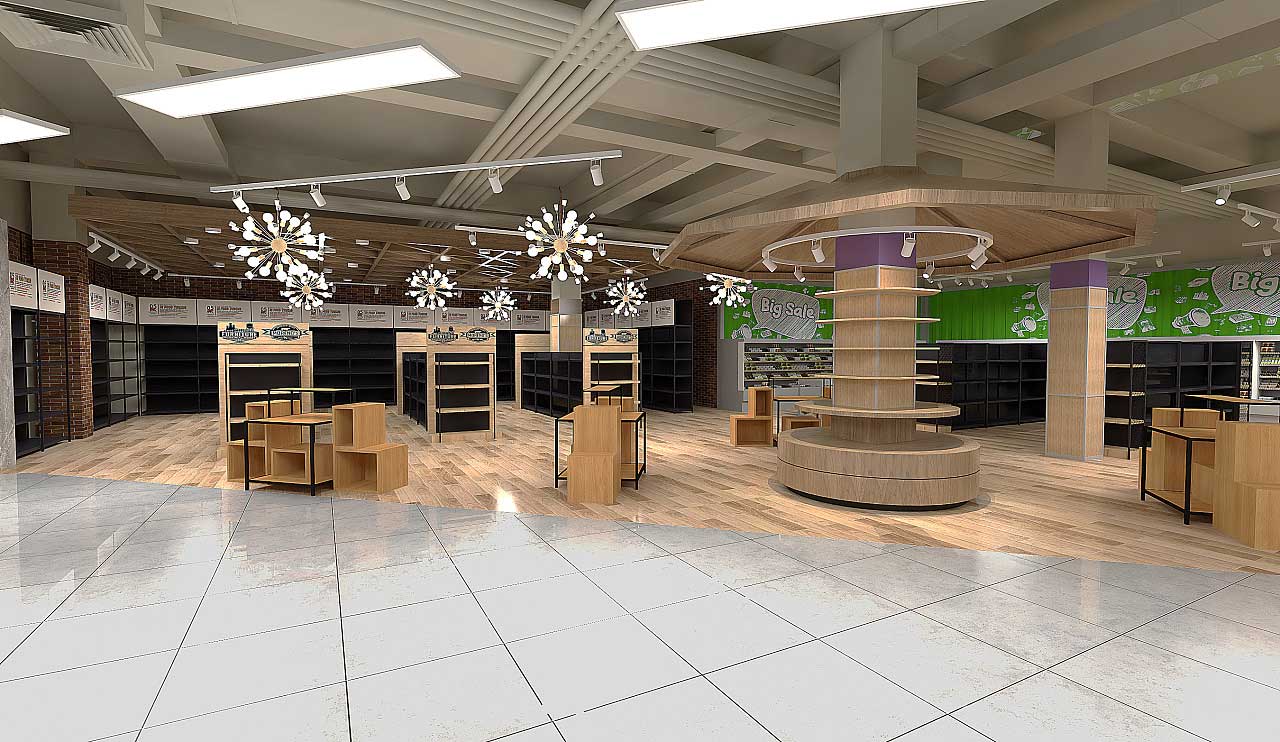 鄭州生鮮大賣場裝修設(shè)計效果圖