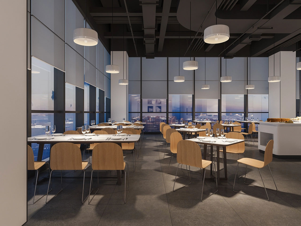 公司食堂裝修設計-企業(yè)餐廳設計效果圖