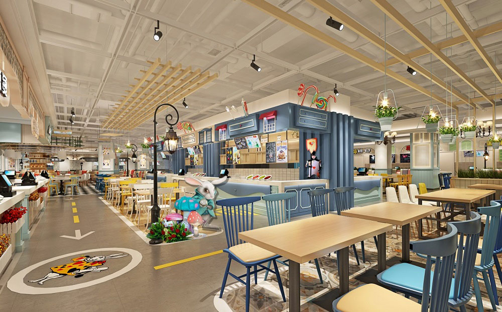 鄭州美食廣場設(shè)計-美食廣場裝修設(shè)計效果圖