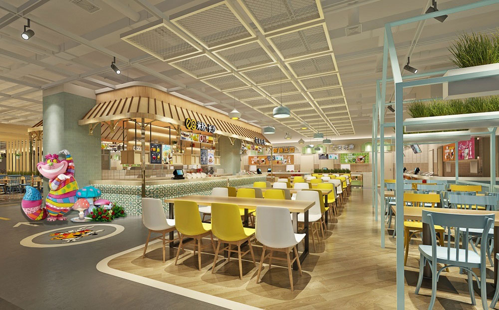 鄭州美食廣場設(shè)計-美食廣場裝修設(shè)計效果圖
