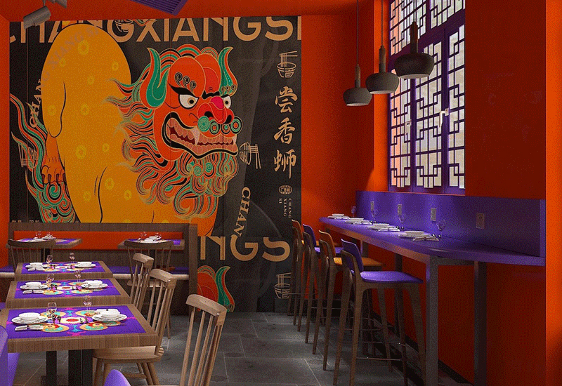 160平米國潮風(fēng)螺螄粉店鋪裝修設(shè)計