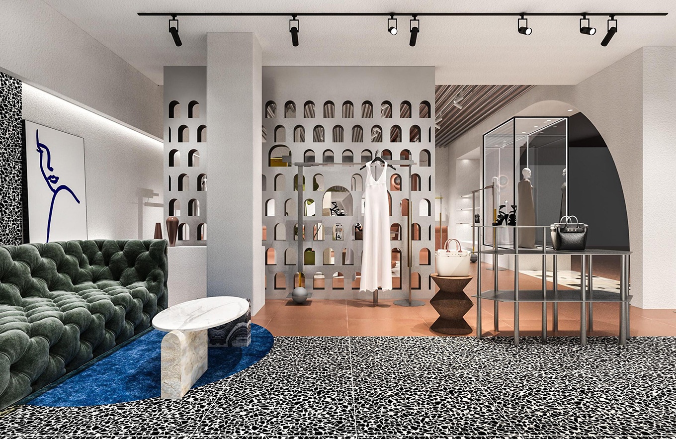 130平米包包專(zhuān)賣(mài)店設(shè)計(jì)裝修效果圖